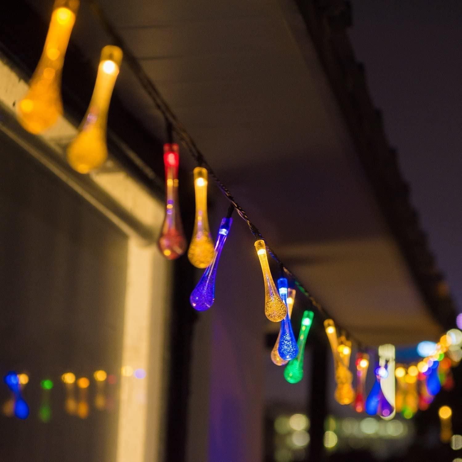String Lights for Decoration - 14 LED Rain Drop Fairy Lights Waterproof Indoor & Outdoor for Home Decoration