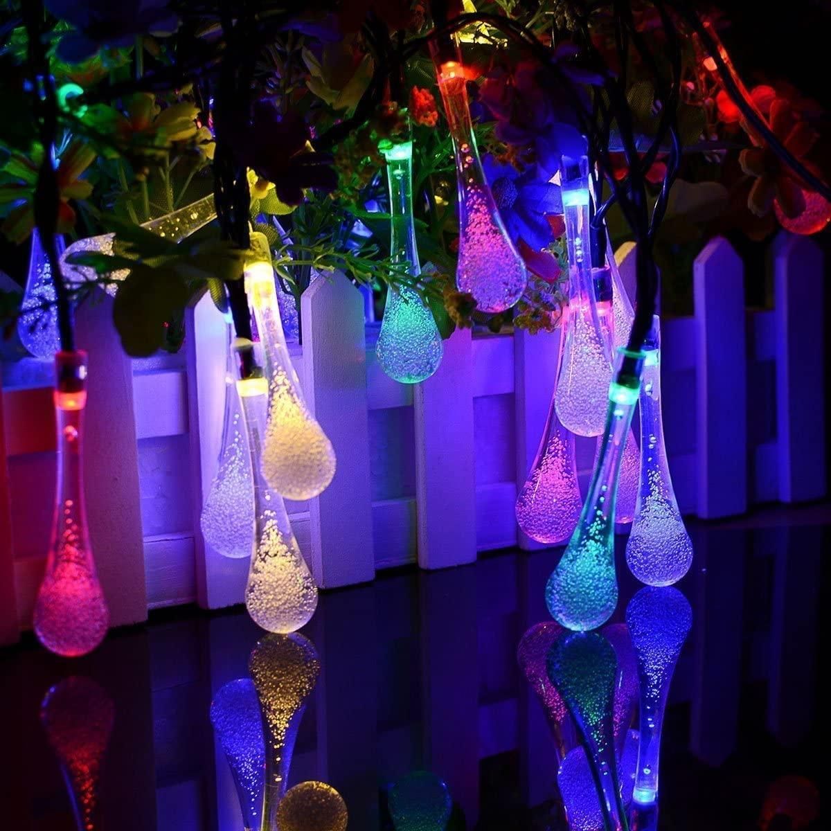 String Lights for Decoration - 14 LED Rain Drop Fairy Lights Waterproof Indoor & Outdoor for Home Decoration