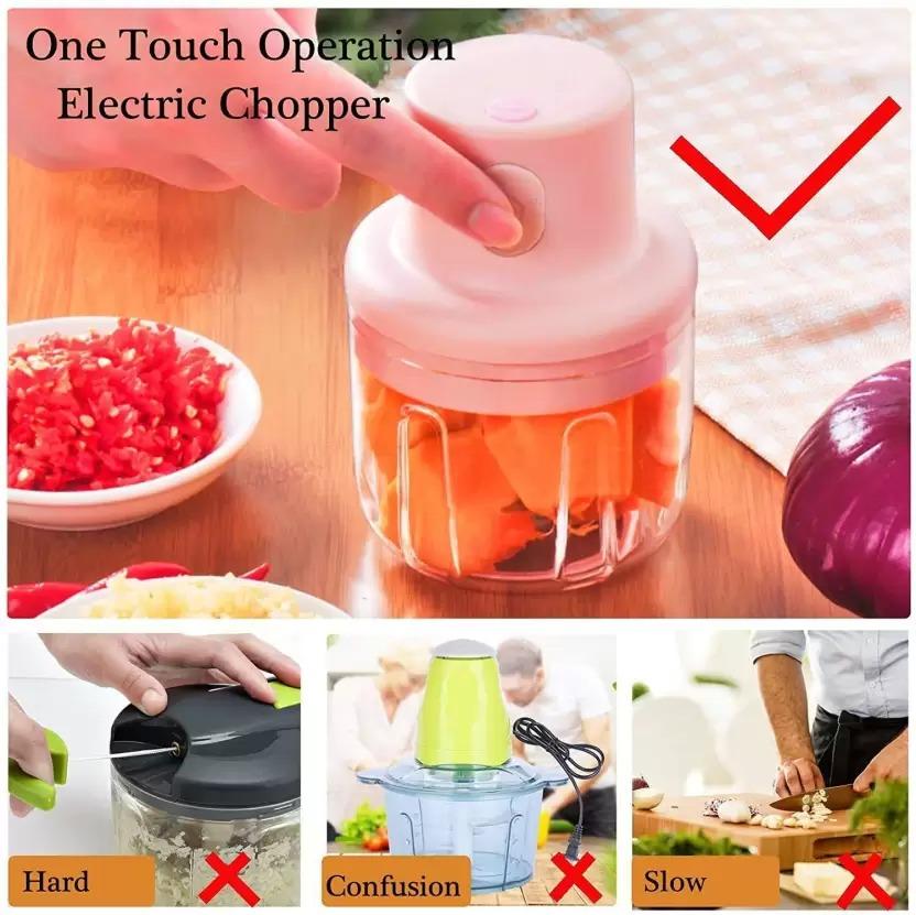 KolorFish Electric Mini Garlic Chopper - 250ml Portable Vegetable Chopper